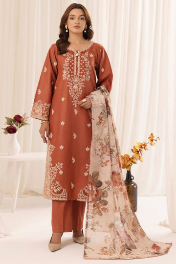 Amber Glow – Embroidery 3 Piece Dhanak