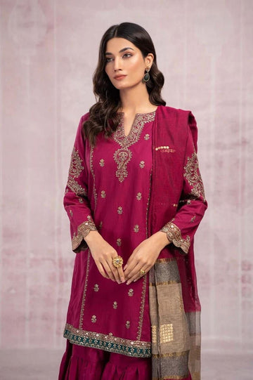 Embroidery 3 Piece Dhanak – Rosé Radiance