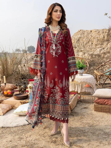 Maroon Aura – Embroidery 3 Piece Dhanak