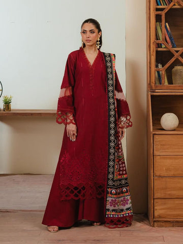 Maroon Majesty – Embroidery 3 Piece Dhanak