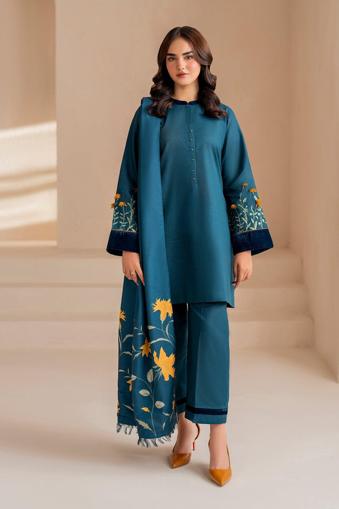 Embroidery 3 Piece Dhanak – Winter Luxe Edition