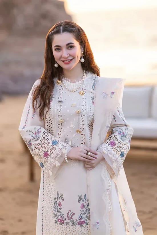 Citrus burst -Embroidered Sequence Chickenkari Lawn