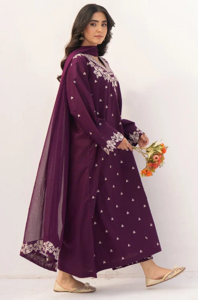 Plum-Embroidered 2 Piece