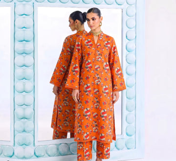 Orange petal Premium Lawn 2-Piece – Shirt & Trouser